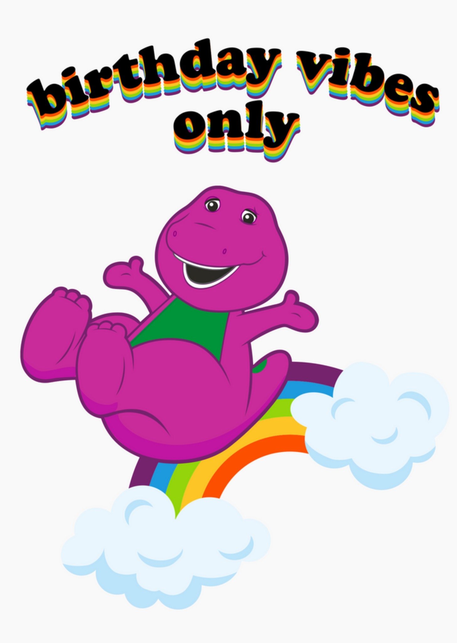 Mattel Barney The Dinosaur Birthday Vibes Only Birthday Card, Large