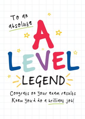 A Level Legend Congrats On Your Exam Results Card