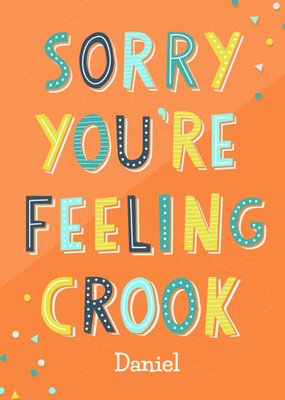 Colourful Typography On An Orange Background Get Well Soon Card