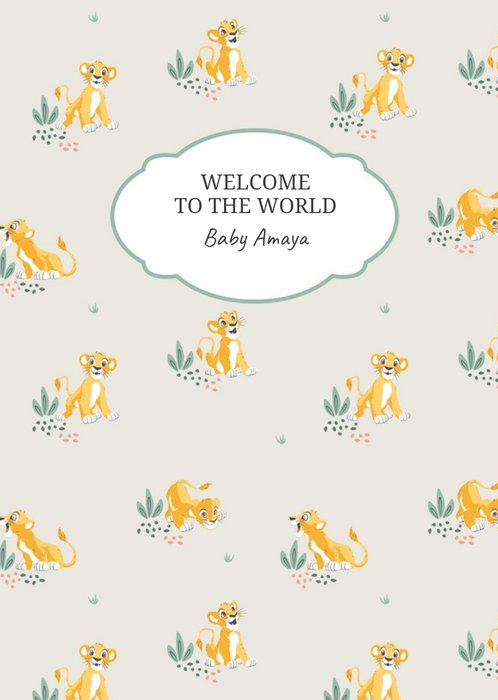 Disney Luxe Welcome to The World Baby Simba Pattern Card