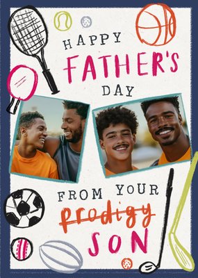 From Your Prodigy Son Illustrated Sports Photo Upload Father’s Day Card