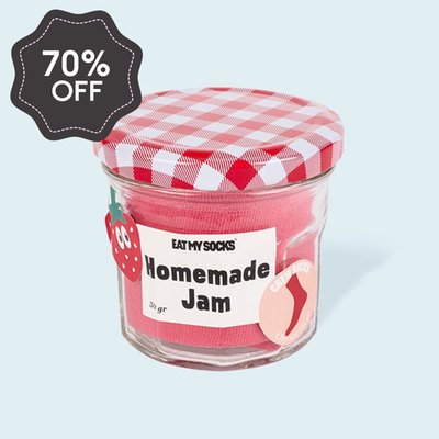 Pink Strawberry Jam Jar Adult Novelty Socks