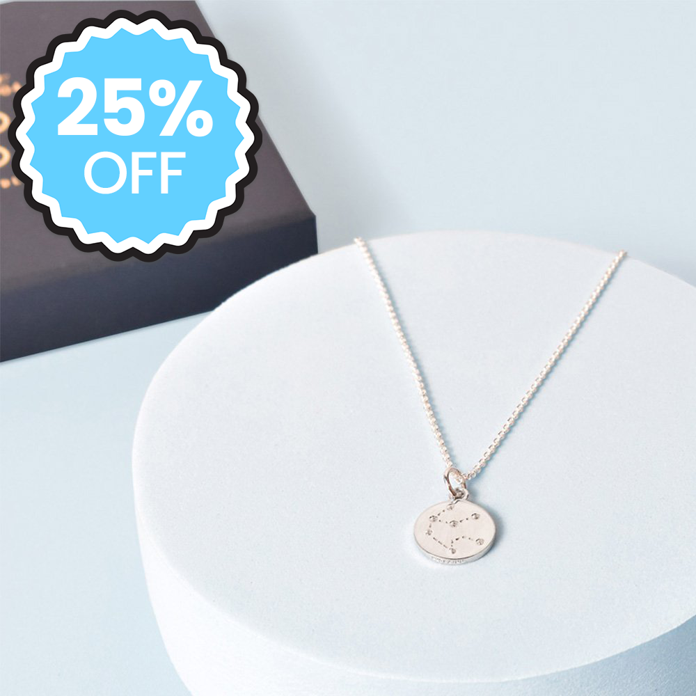 Posh Totty 'aquarius' Zodiac Silver Necklace