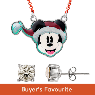 Disney Mickey Mouse Earrings & Necklace Set