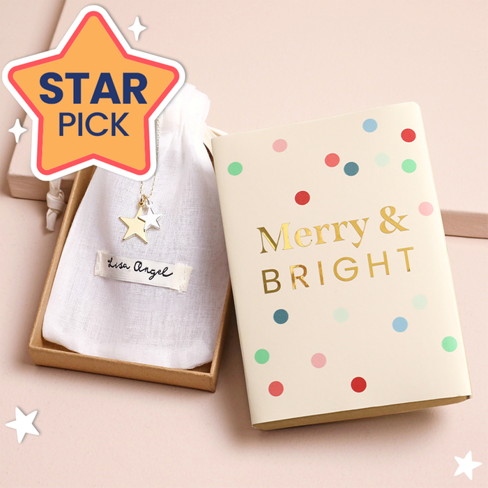 Lisa Angel Double Star Merry & Bright Necklace Gift Set