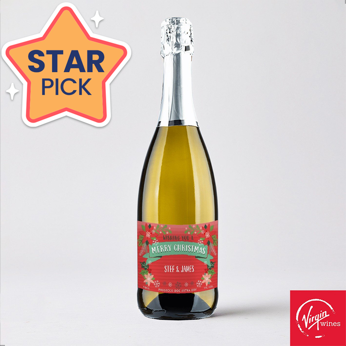 Personalised Merry Christmas Prosecco 75cl