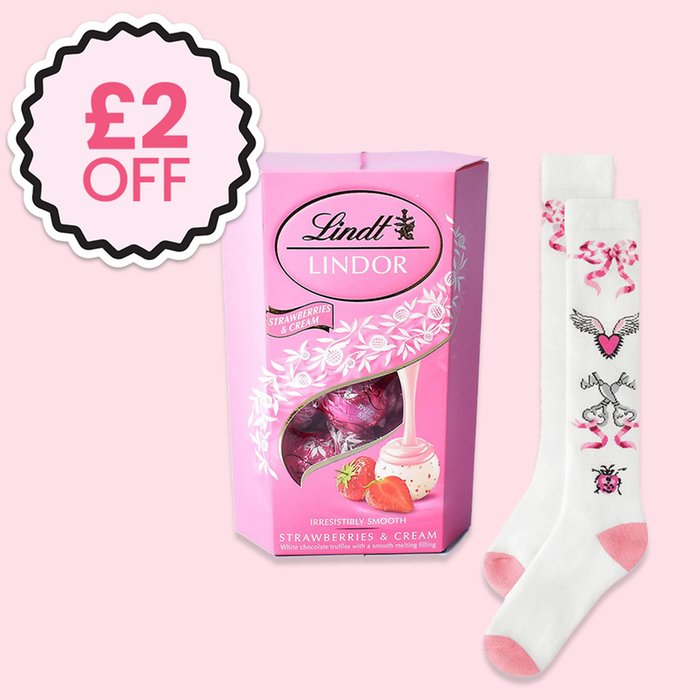 Cath Kidston With Love Socks & Lindt Strawberries' and Cream 200g