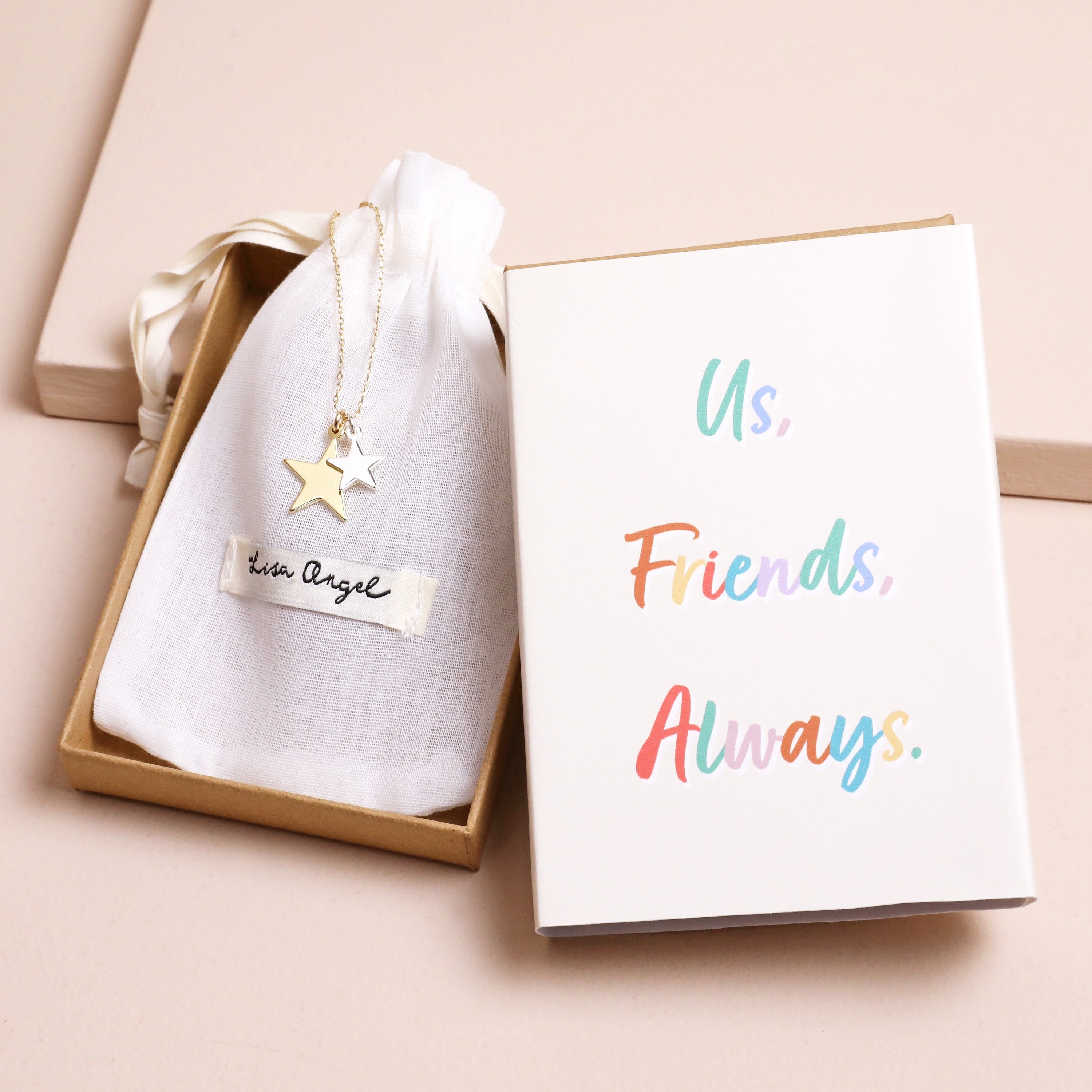 Lisa Angel Us, Friends, Always Double Star Necklace