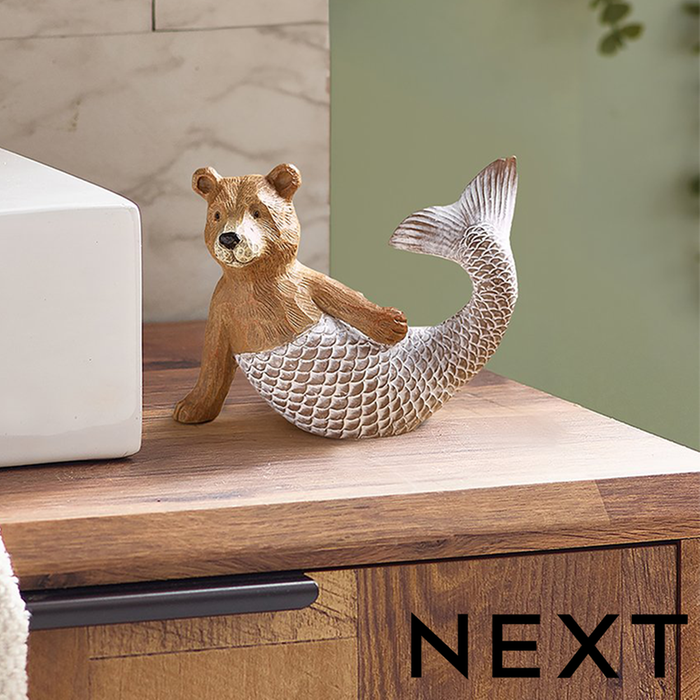 NEXT Natural Bertie Bear Mermaid Ornament