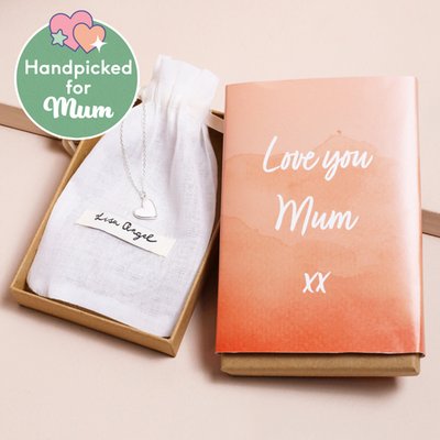 Love You Mum Silver Heart Necklaces