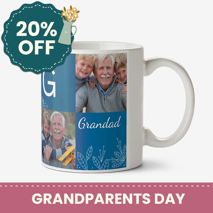 Grandad Multi Photo Upload Personalise Letter Mug