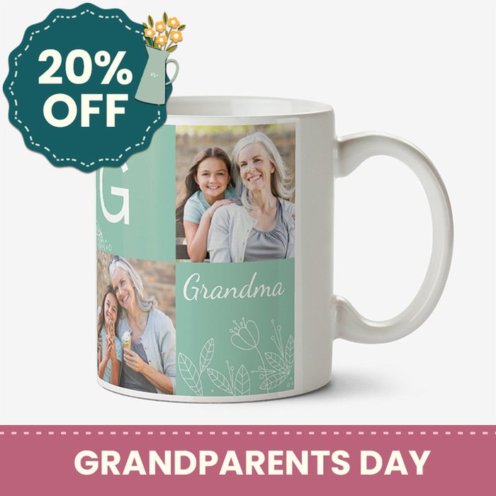 Grandma Multi Photo Upload Personalise Letter Mug