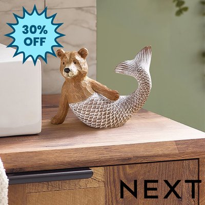 NEXT Natural Bertie Bear Mermaid Ornament