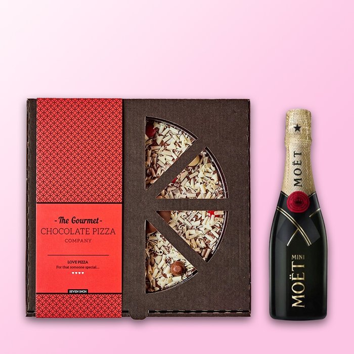 Sent With Love Chocolate Pizza & Moet Brut 20cl Gift Set