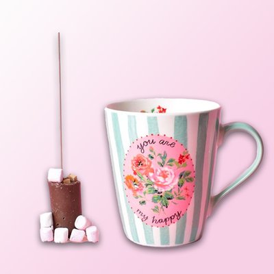 Cath Kidston You Are My Happy Mug & Gnaw Hot Chocolate Stirrer Gift Set