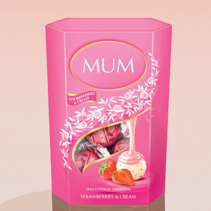 Mum Lindt Lindor Strawberries and Cream 200g Cornet 