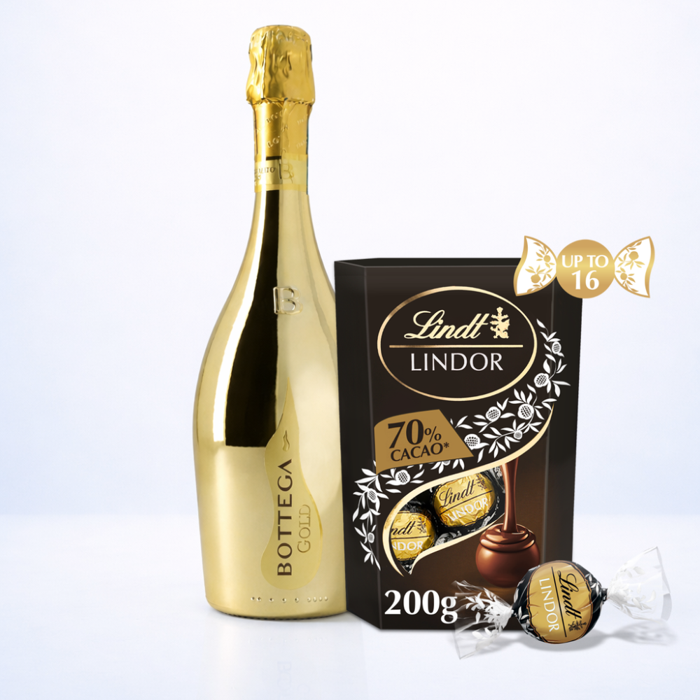Lindor 70% Chocolates & Bottega Gold Prosecco 75Cl