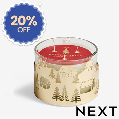 NEXT Festive Scent Gold 3 Wick Candle