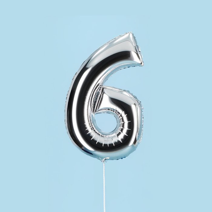 Silver Giant Number 6 Balloon