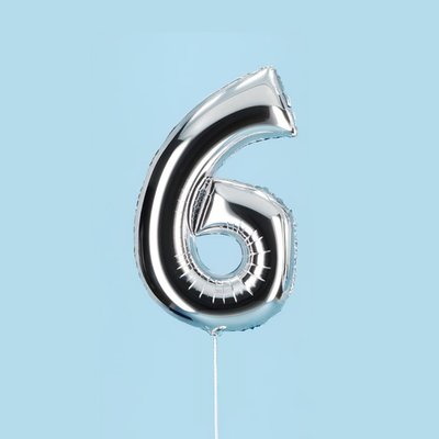 Silver Giant Number 6 Balloon