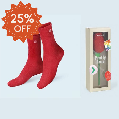 Pretty Red Rose Adult Novelty Socks