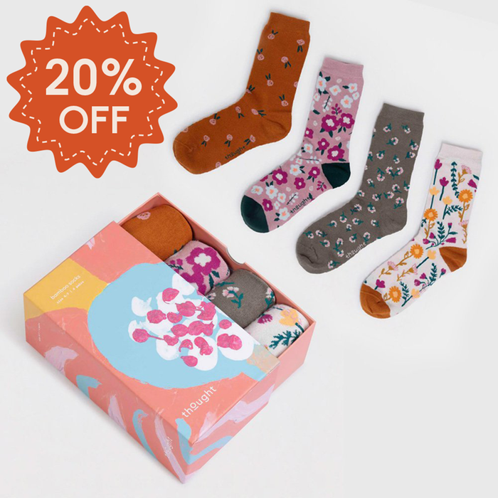 Floral Adults Bamboo 4pk Socks Gift