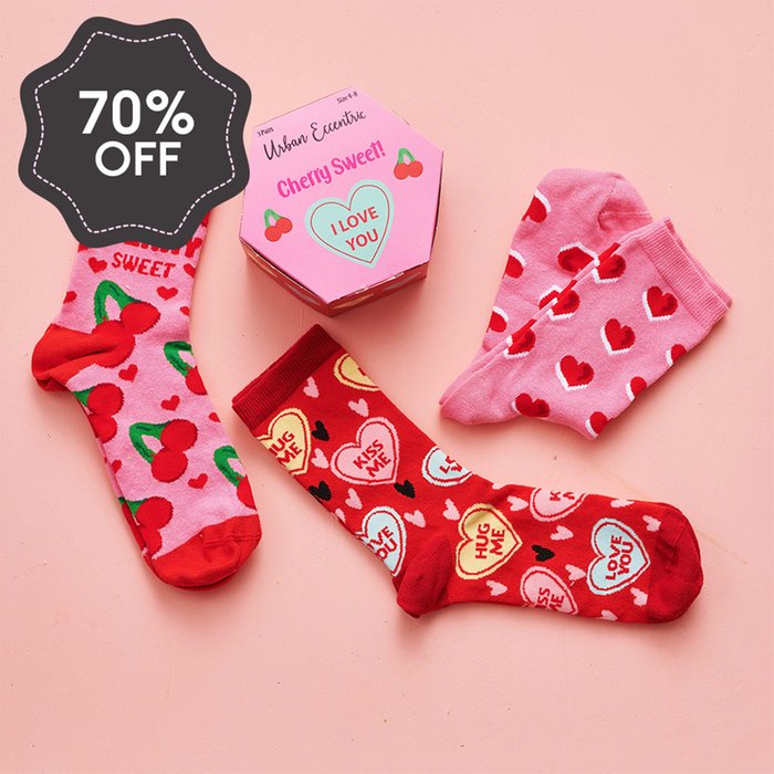 I Love You Cherry Adults 3pk Socks