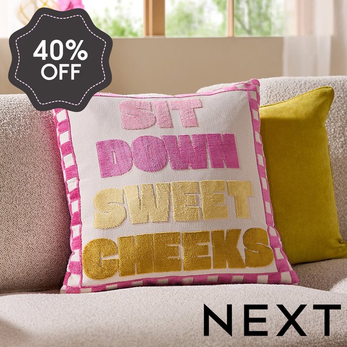 NEXT Multi Bright Sweet Cheeks Cut Velvet Slogan Cushion
