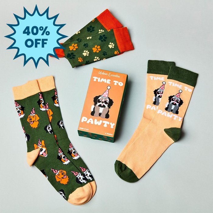 Unisex Time To Pawty Socks Gift Set