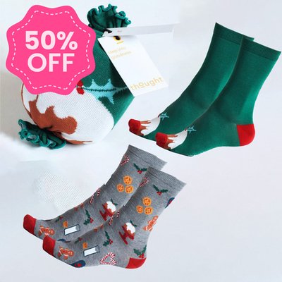 Christmas Pudding Men's 2pk Socks (7-11)