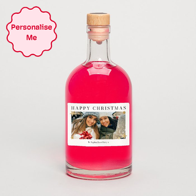 Personalised Happy Christmas Photo Upload Pink Gin 50cl