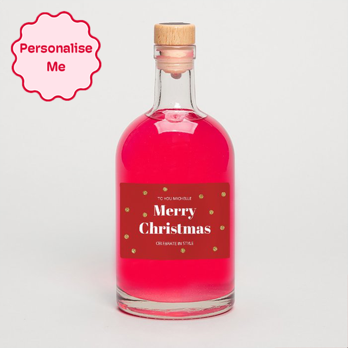 Personalised Merry Christmas Pink Gin 50cl