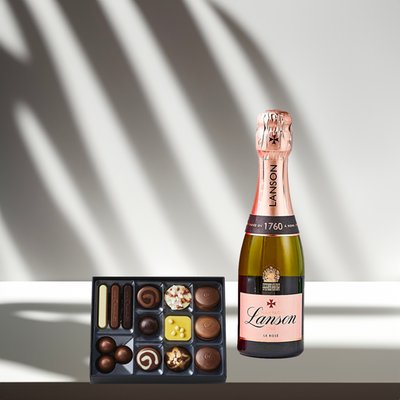 Hotel Chocolat  Signature Collection & Lanson Rose 20cl Gift Set