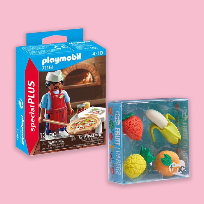 Playmobil Pizza Chef 71161 & Fruit Erasers