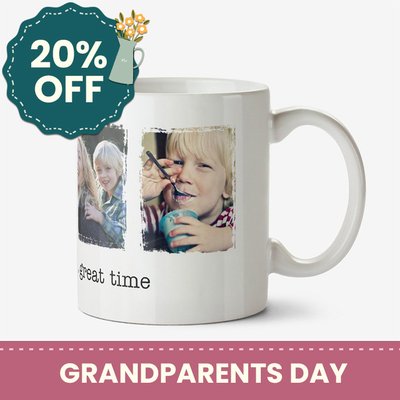 Four Picture Vintage Style Photo Upload Mug