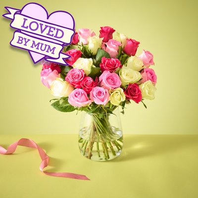 The Mixed Pink Roses Bouquet