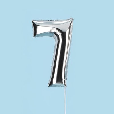 Silver Giant Number 7 Balloon