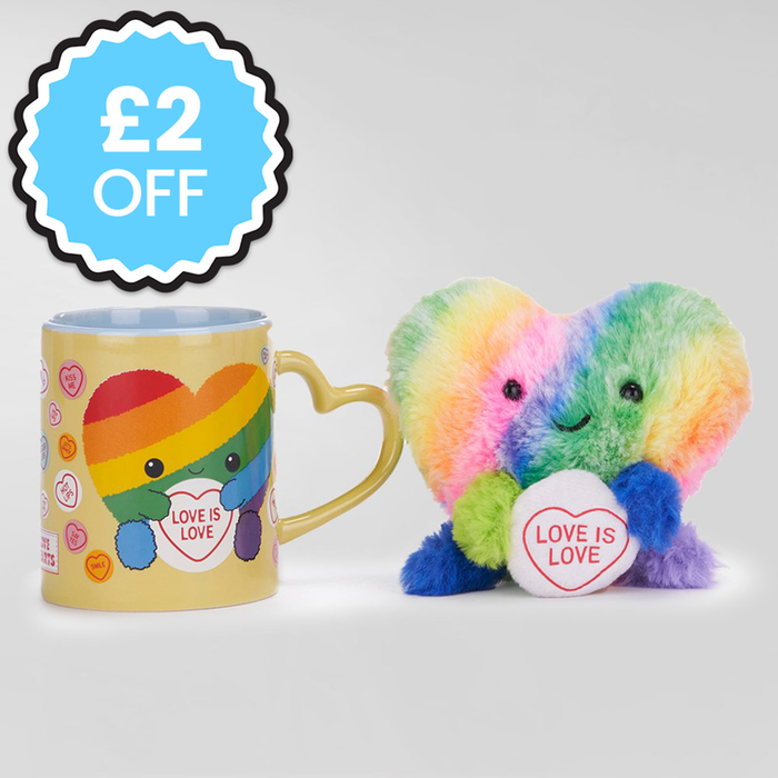 Swizzels Love Hearts Love is Love Plush & Mug Set