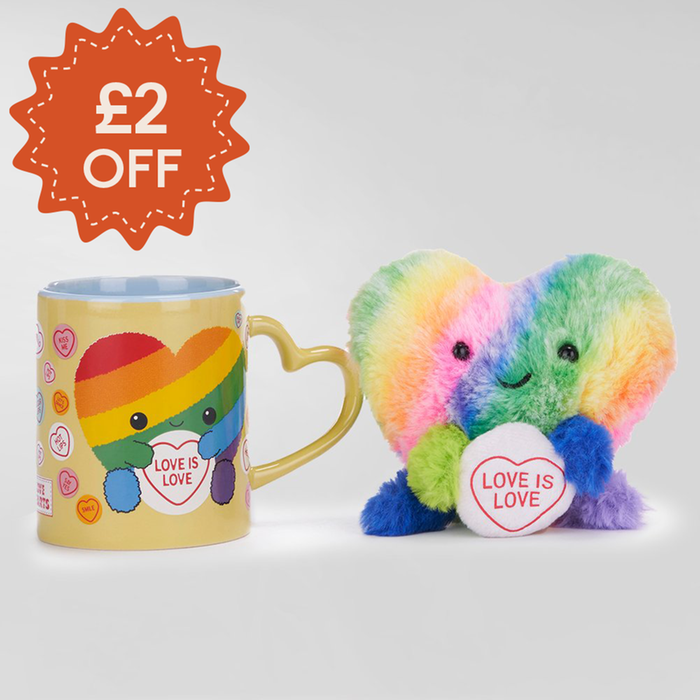 Swizzels Love Hearts Love is Love Plush & Mug Set