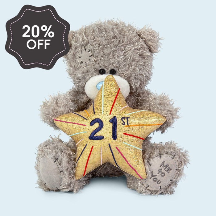 Tatty Teddy 18cm 21st Gold Star Bear