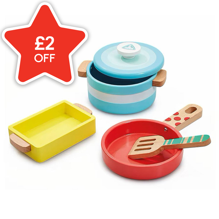 Early Learning Centre Wooden Kitchen Pots and Pans Moonpig