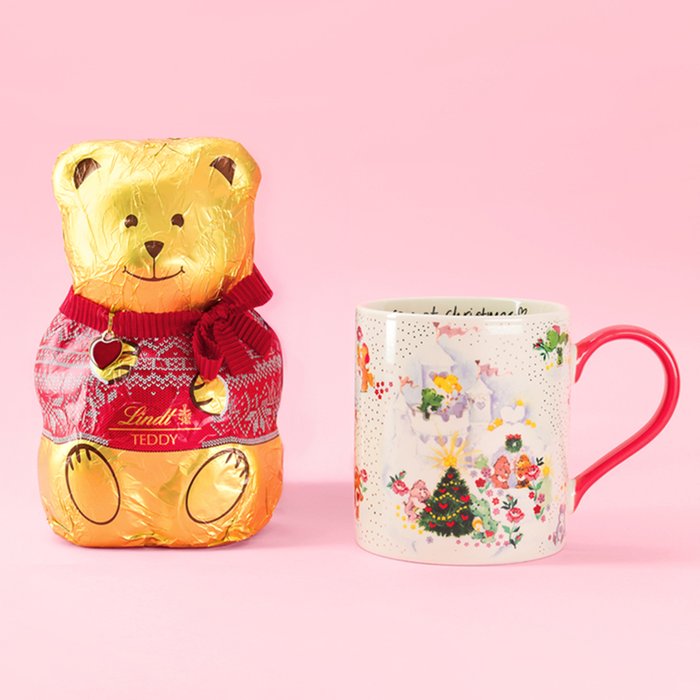 Cath Kidston Care Bears Xmas Mug & Lindt Milk Chocolate Teddy Bear 200g