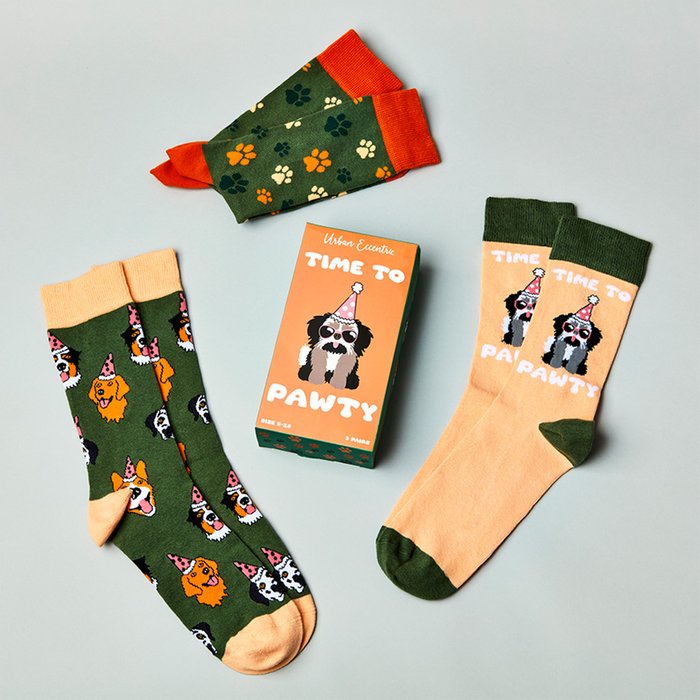 Unisex Time To Pawty Socks Gift Set