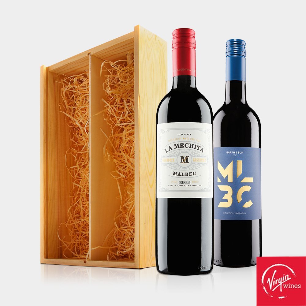 Virgin Wines Argentinean Malbec Duo In Wooden Gift Box Alcohol