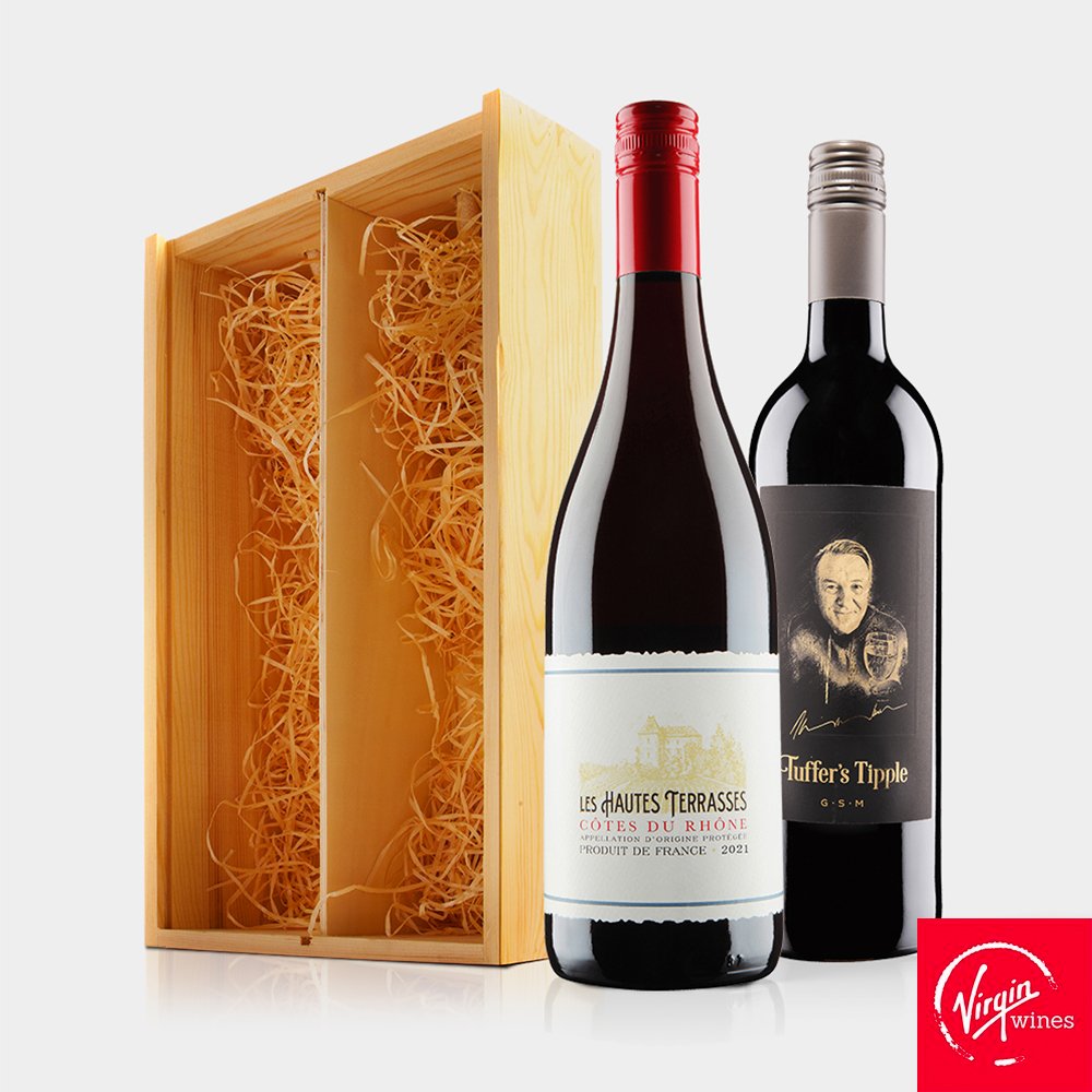 Virgin Wines French Red Duo In Wooden Gift Box 2X75Cl Alcohol