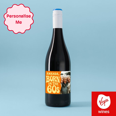 Personalised Photo Born In The 60's Merlot 75cl