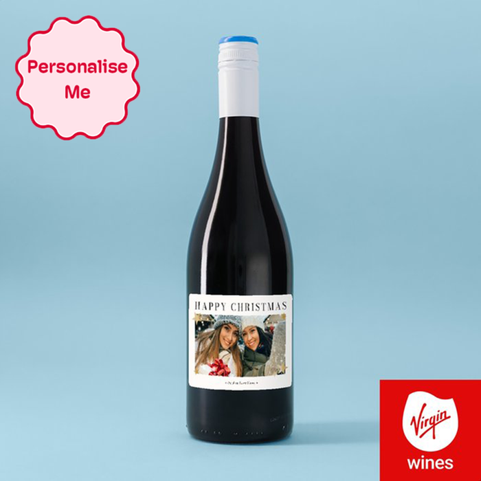 Personalised Happy Christmas Photo Upload Merlot 75cl
