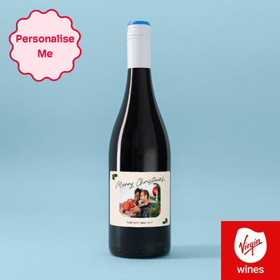 Personalised Merry Christmas Photo Upload Merlot 75cl