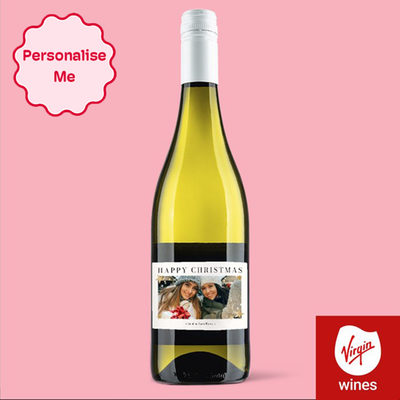Personalised Happy Christmas Photo Upload Pinot Grigio 75cl