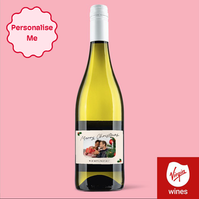 Personalised Merry Christmas Photo Upload Pinot Grigio 75cl